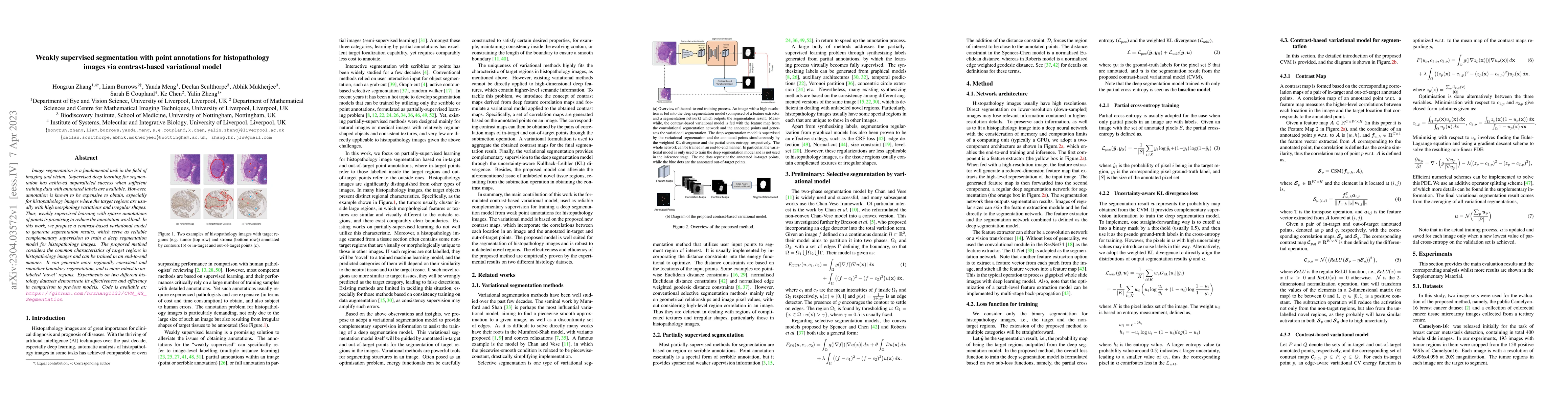 Thumbnail for Weakly supervised segmentation with point annotations for histopathology
  images via contrast-based variational model