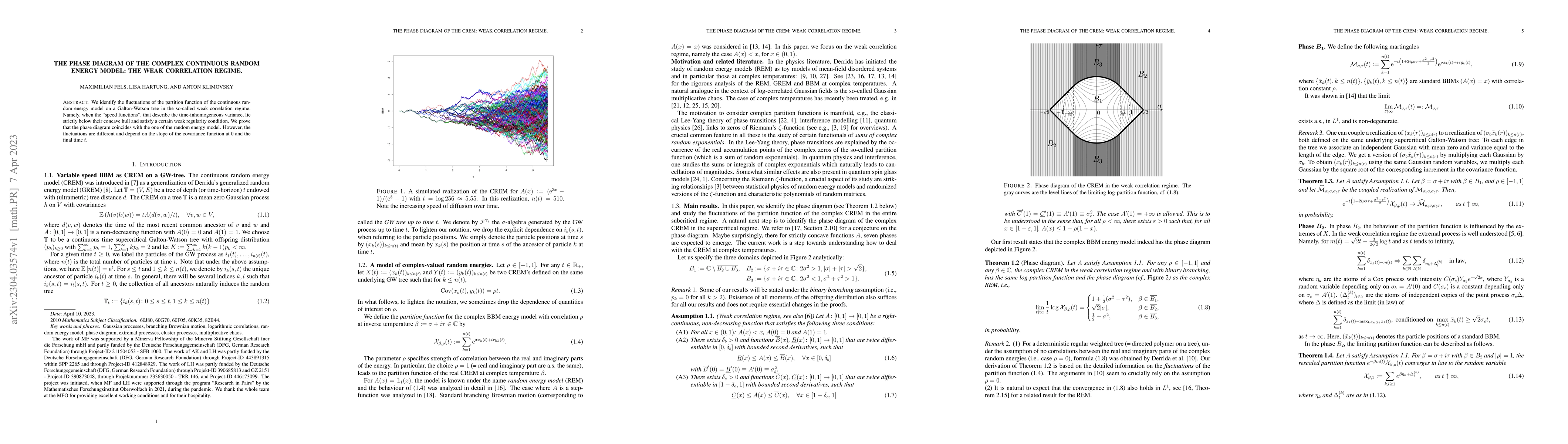 Thumbnail for The phase diagram of the complex continuous random energy model: The
  weak correlation regime