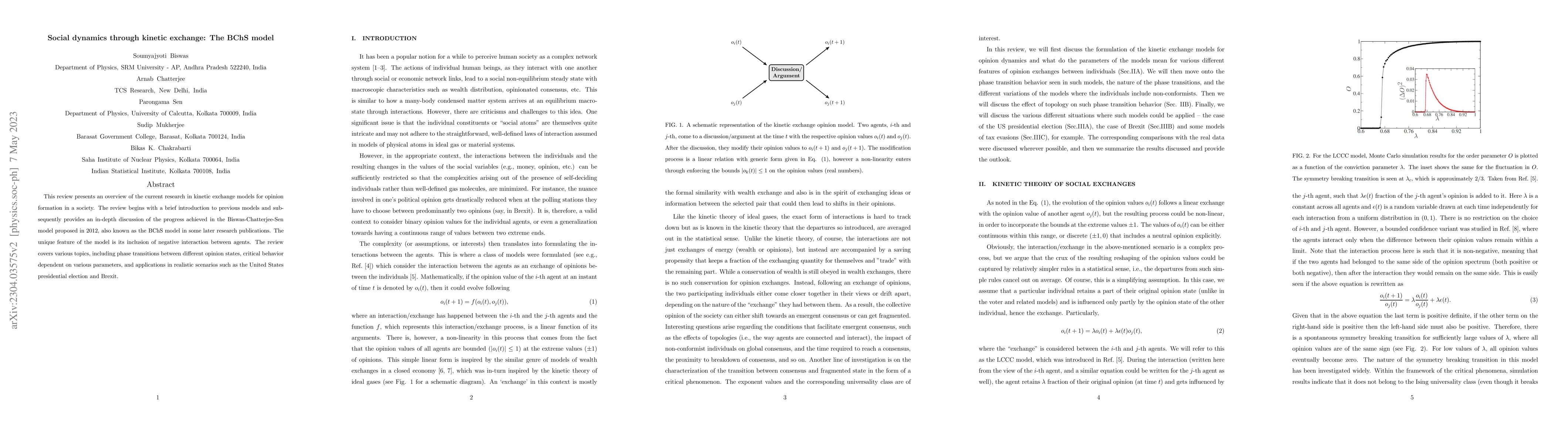 Thumbnail for Social dynamics through kinetic exchange: The BChS model