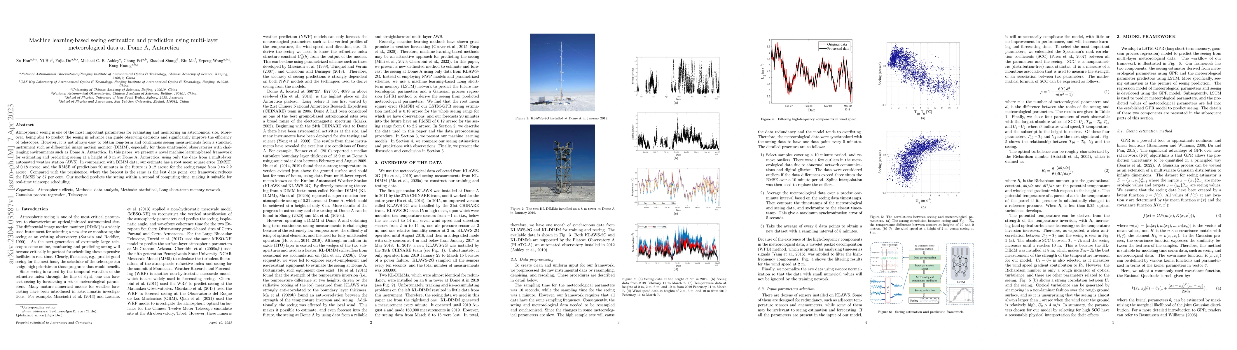 Thumbnail for Machine learning-based seeing estimation and prediction using
  multi-layer meteorological data at Dome A, Antarctica