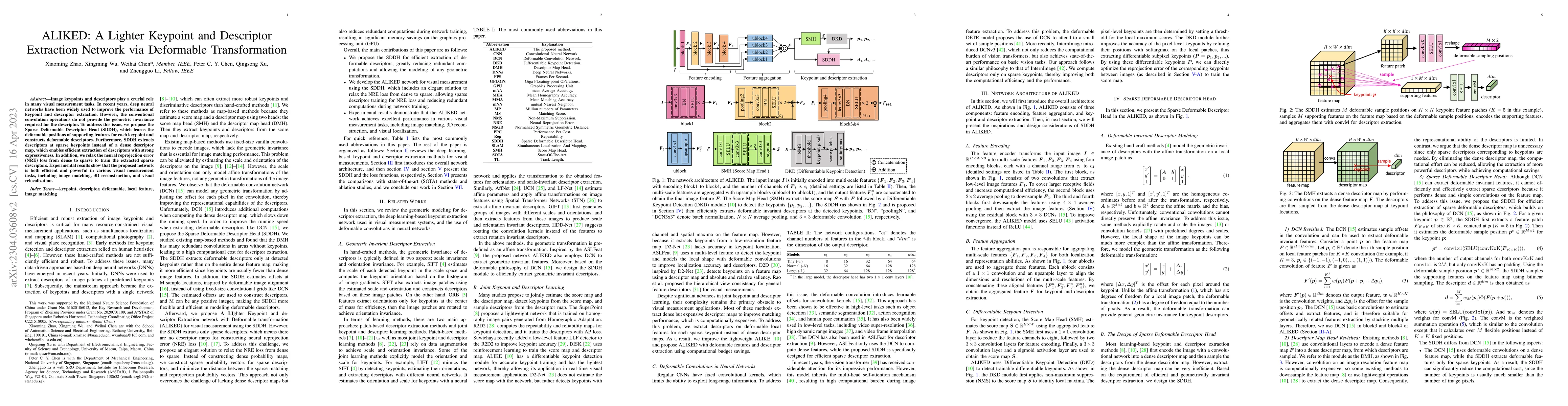 Thumbnail for ALIKED: A Lighter Keypoint and Descriptor Extraction Network via
  Deformable Transformation