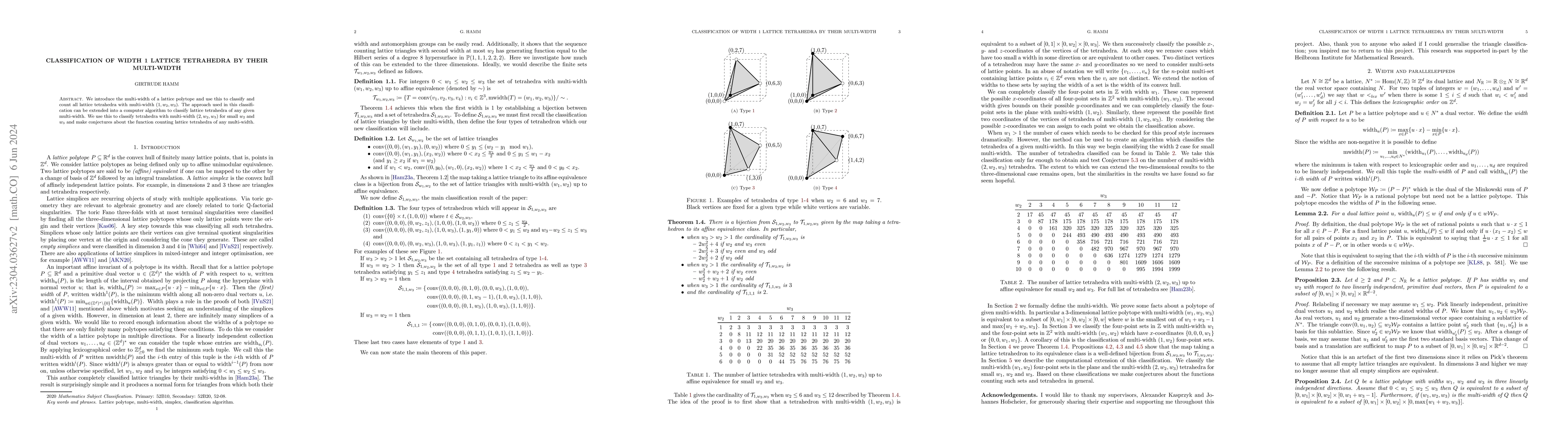 Thumbnail for Classification of width 1 lattice tetrahedra by their multi-width