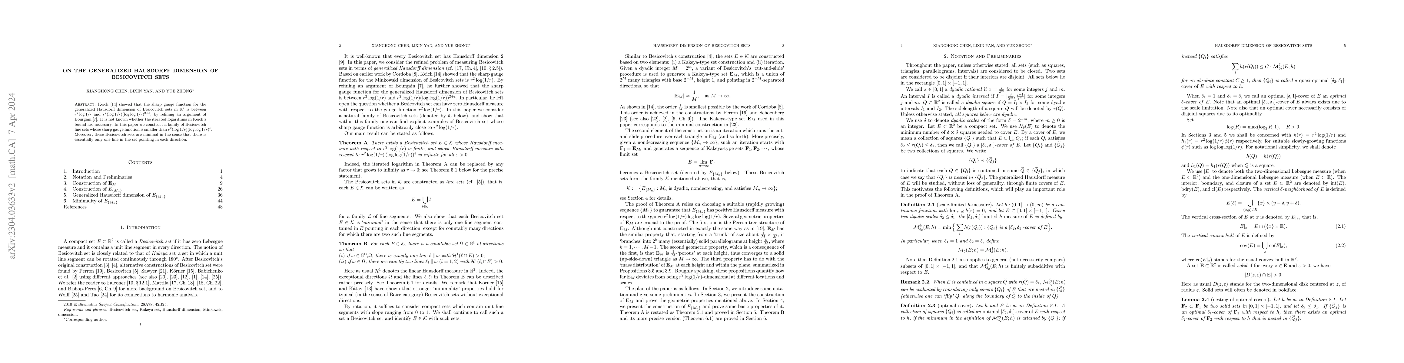 Thumbnail for On the generalized Hausdorff dimension of Besicovitch sets