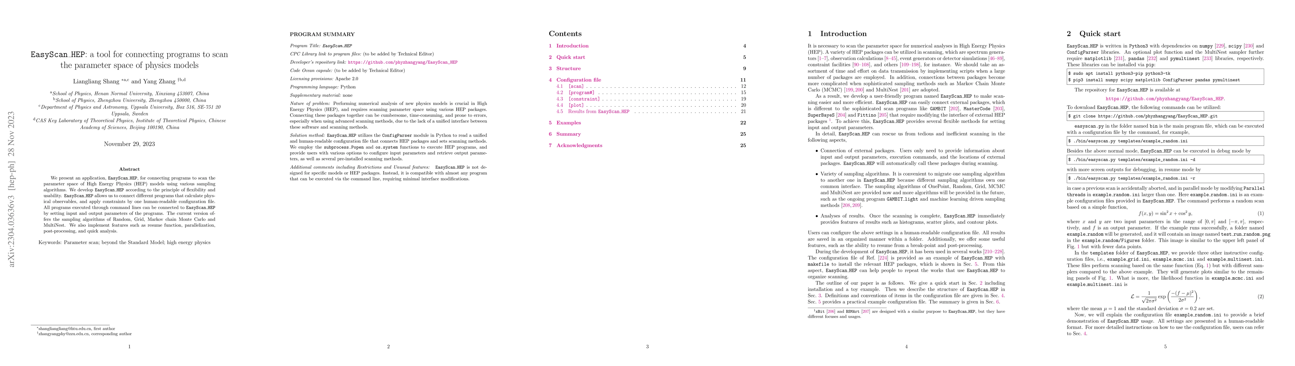 Thumbnail for EasyScan_HEP: a tool for connecting programs to scan the parameter space
  of physics models
