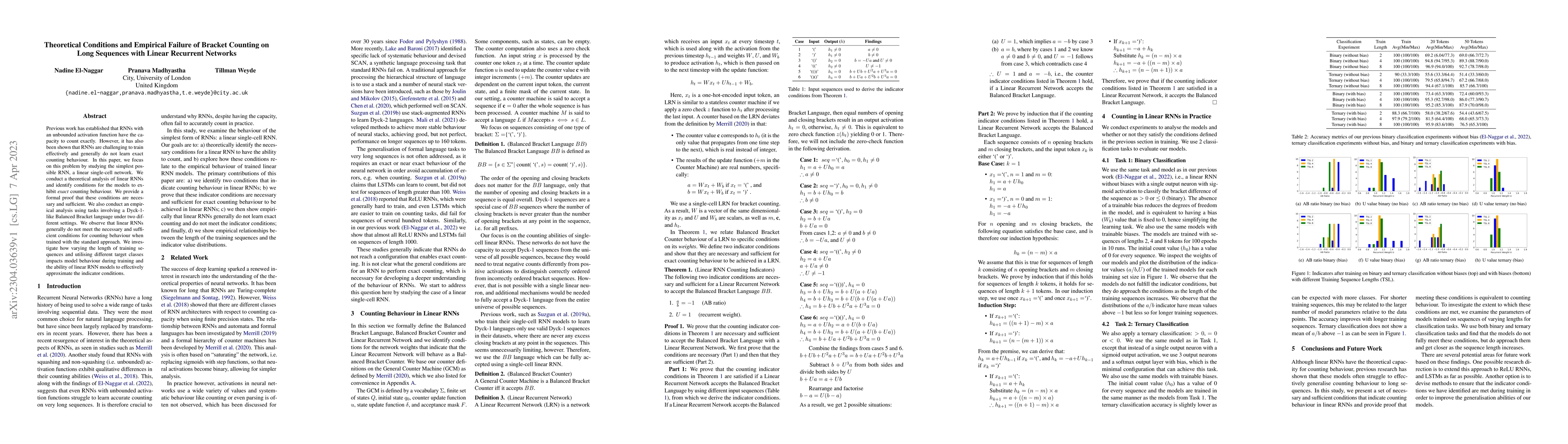 Thumbnail for Theoretical Conditions and Empirical Failure of Bracket Counting on Long
  Sequences with Linear Recurrent Networks