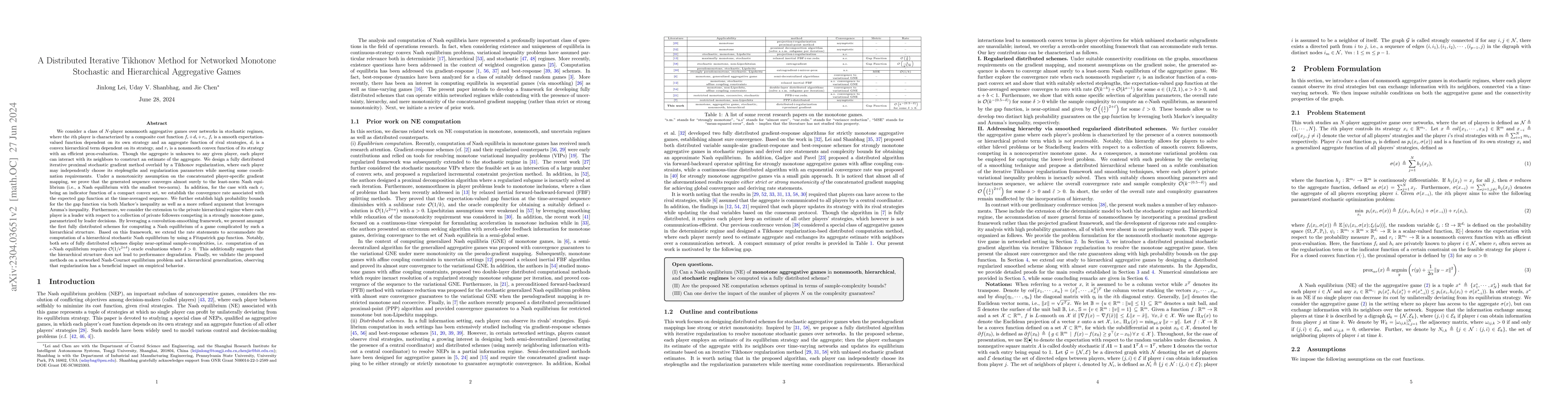 Thumbnail for A Distributed Iterative Tikhonov Method for Networked Monotone
  Aggregative Hierarchical Stochastic Games