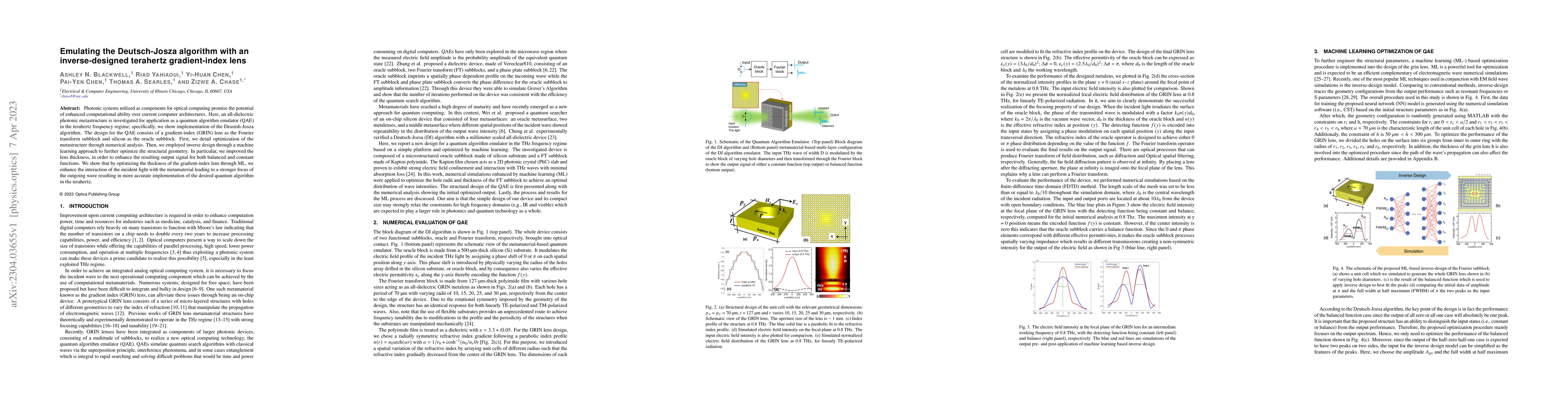 Thumbnail for Emulating the Deutsch-Josza algorithm with an inverse-designed terahertz
  gradient-index lens