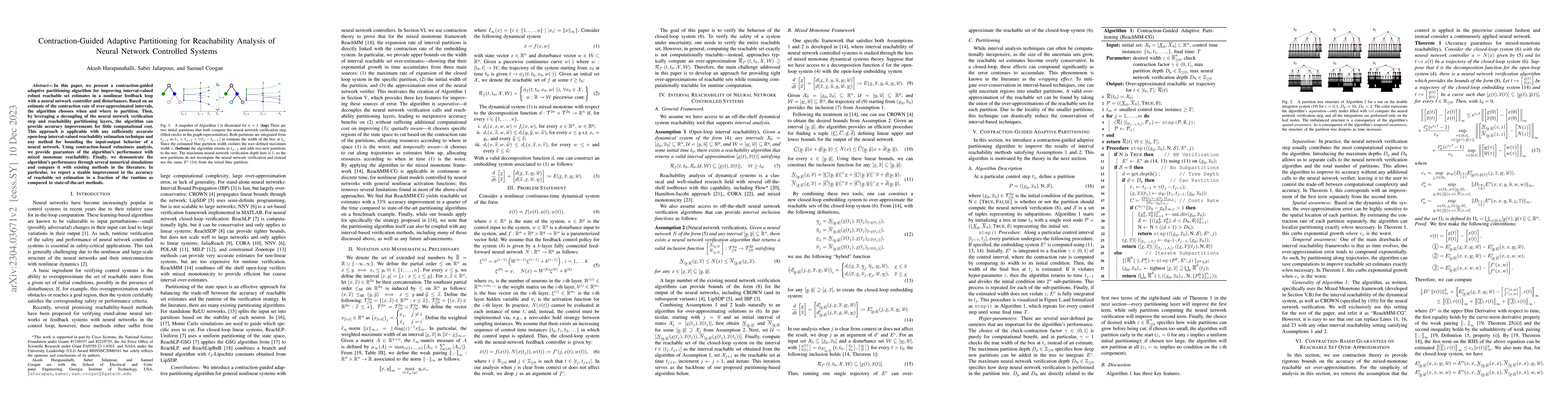Thumbnail for Contraction-Guided Adaptive Partitioning for Reachability Analysis of
  Neural Network Controlled Systems