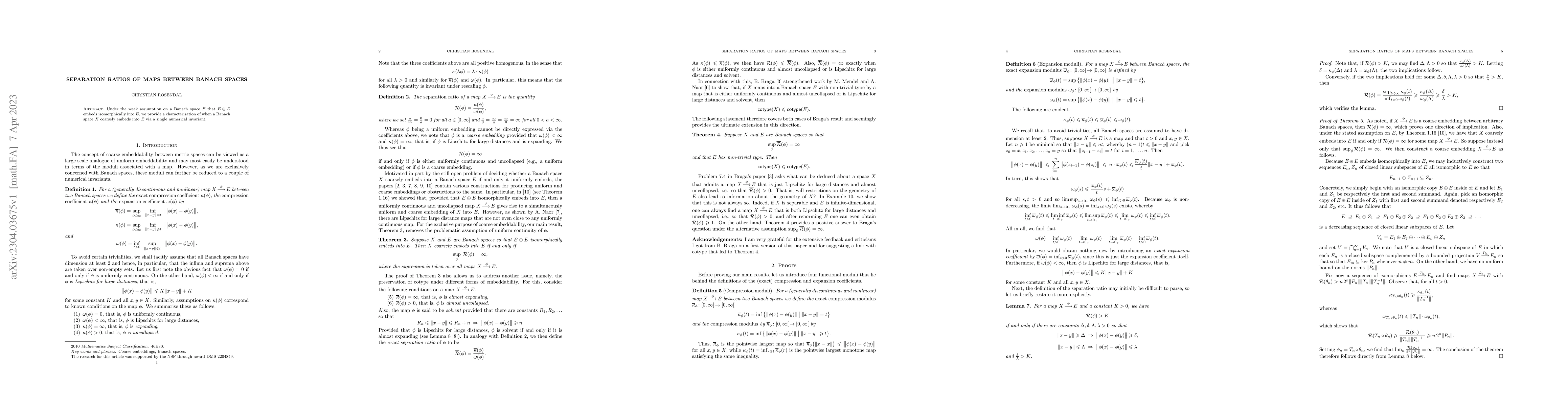 Thumbnail for Separation ratios of maps between Banach spaces