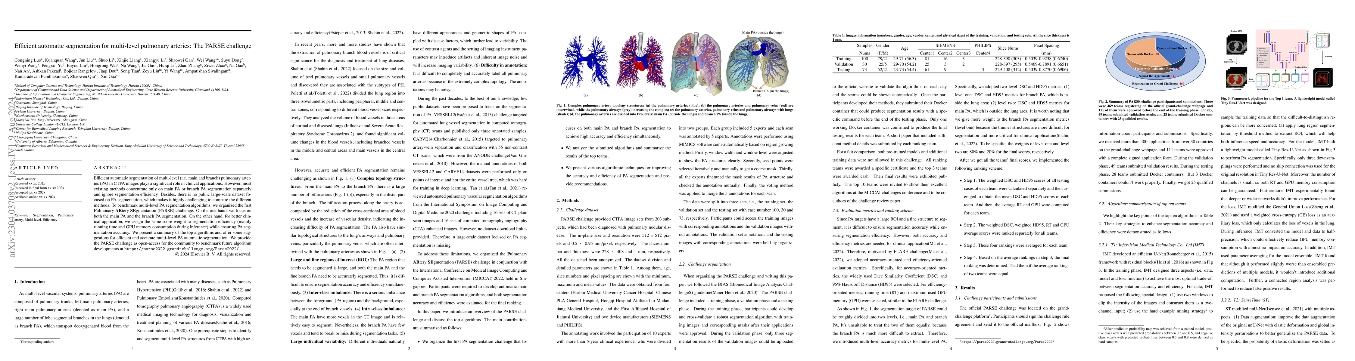 Thumbnail for Efficient automatic segmentation for multi-level pulmonary arteries: The
  PARSE challenge