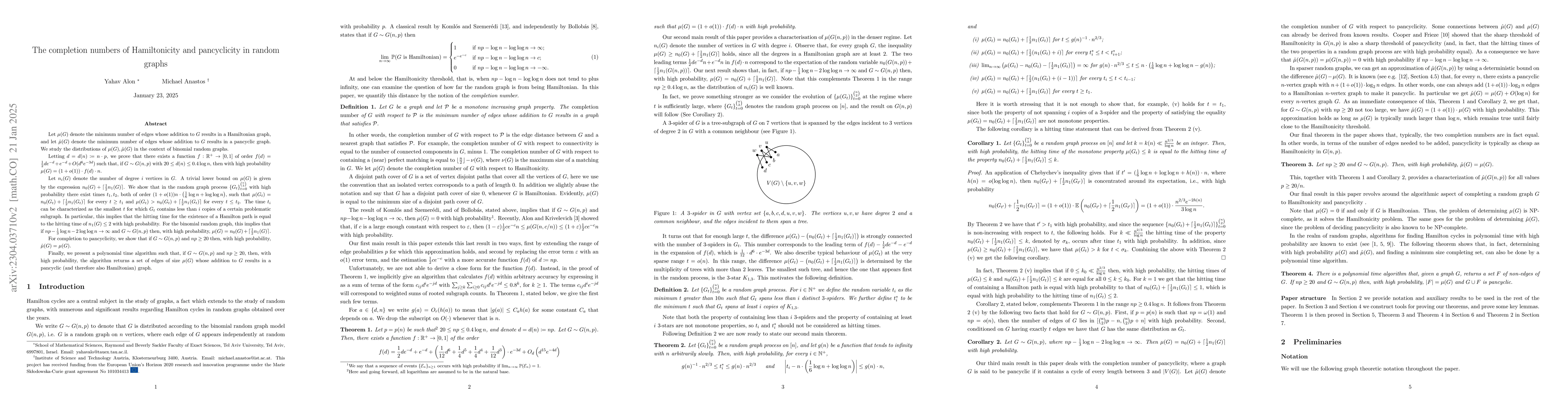 Thumbnail for The completion numbers of Hamiltonicity and pancyclicity in random
  graphs
