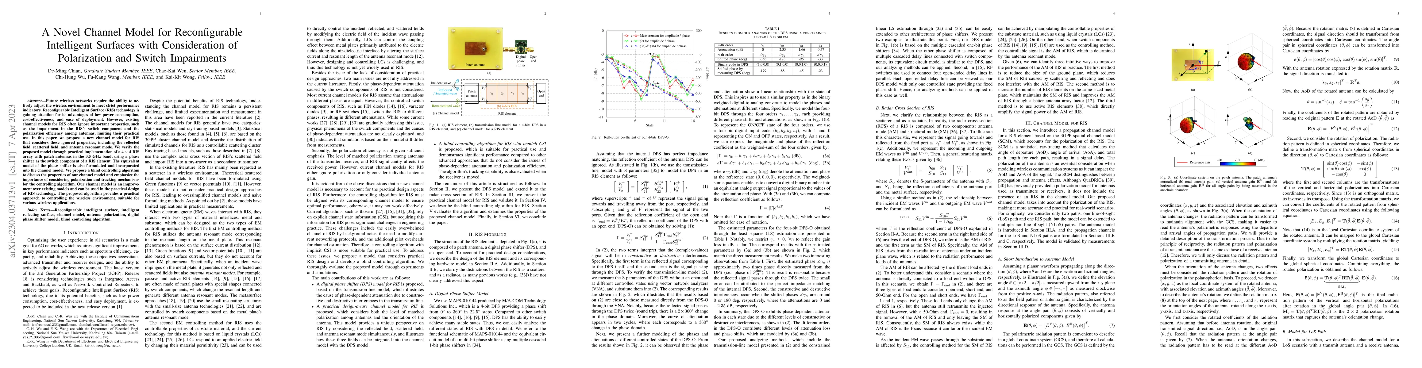 Thumbnail for A Novel Channel Model for Reconfigurable Intelligent Surfaces with
  Consideration of Polarization and Switch Impairments