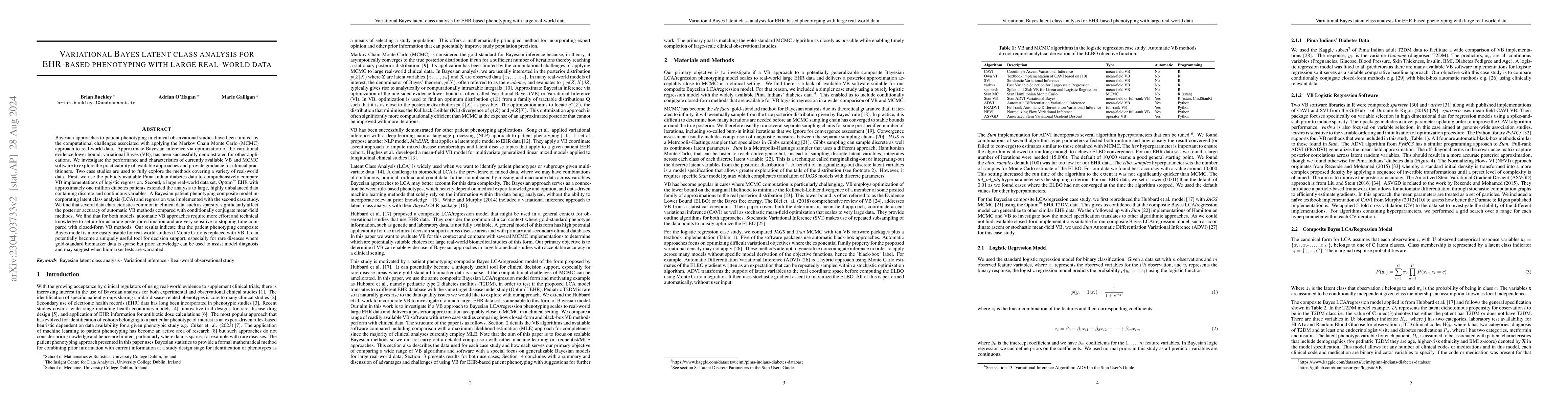 Thumbnail for Variational Bayes latent class approach for EHR-based phenotyping with
  large real-world data