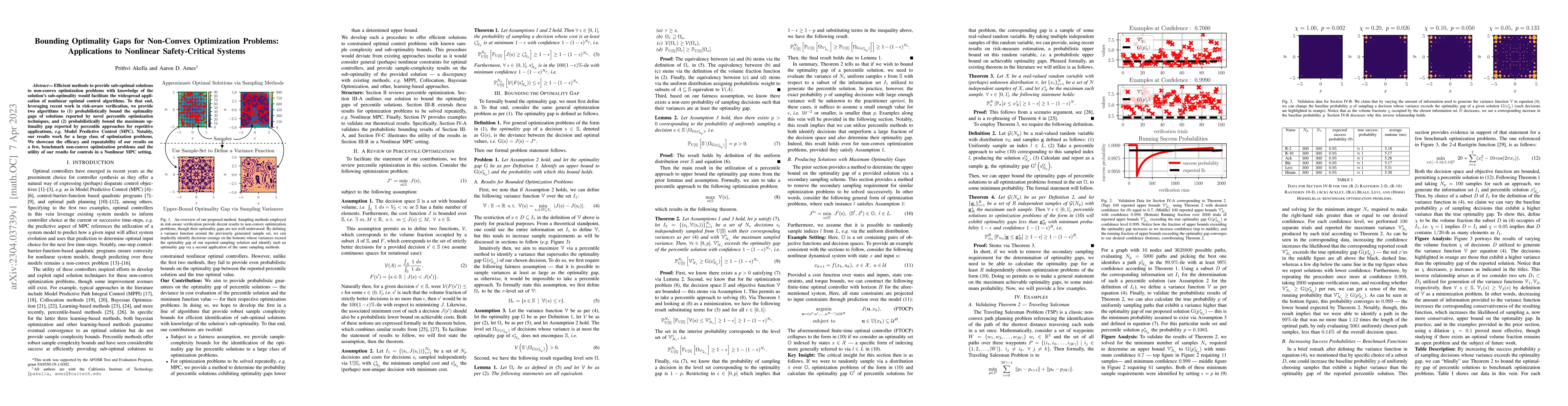 Thumbnail for Bounding Optimality Gaps for Non-Convex Optimization Problems:
  Applications to Nonlinear Safety-Critical Systems