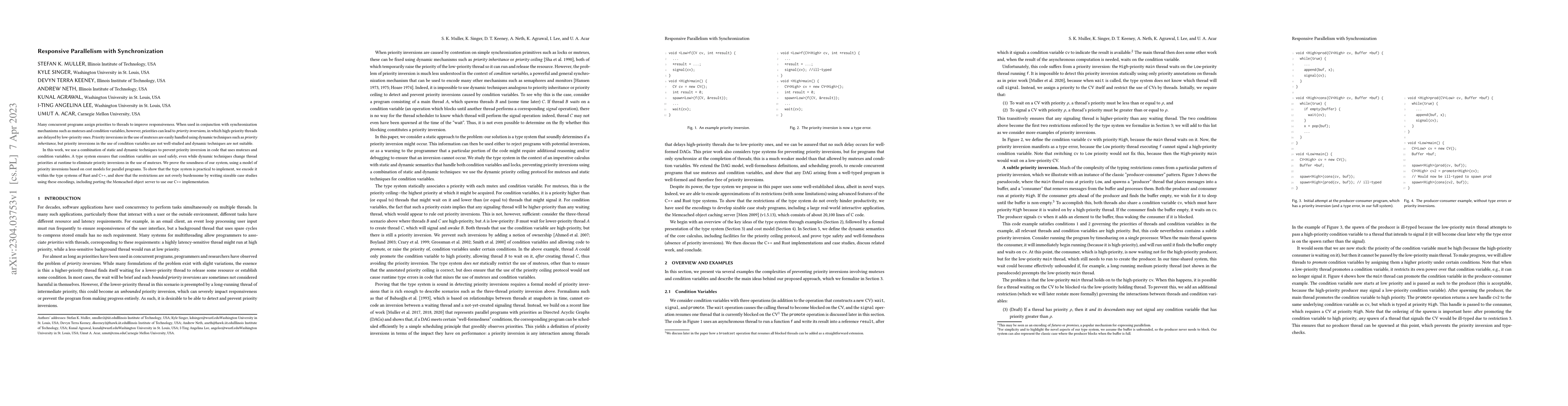 Thumbnail for Responsive Parallelism with Synchronization