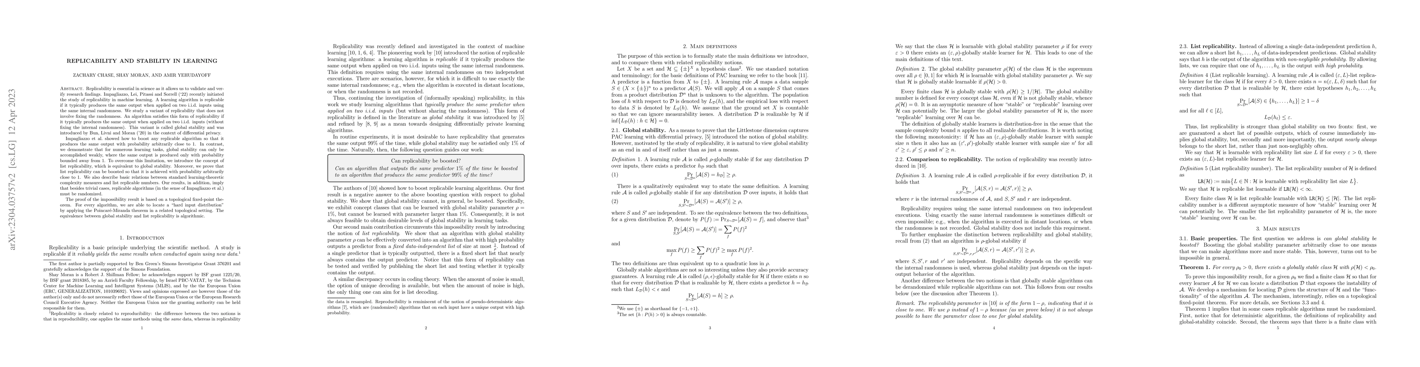Thumbnail for Replicability and stability in learning