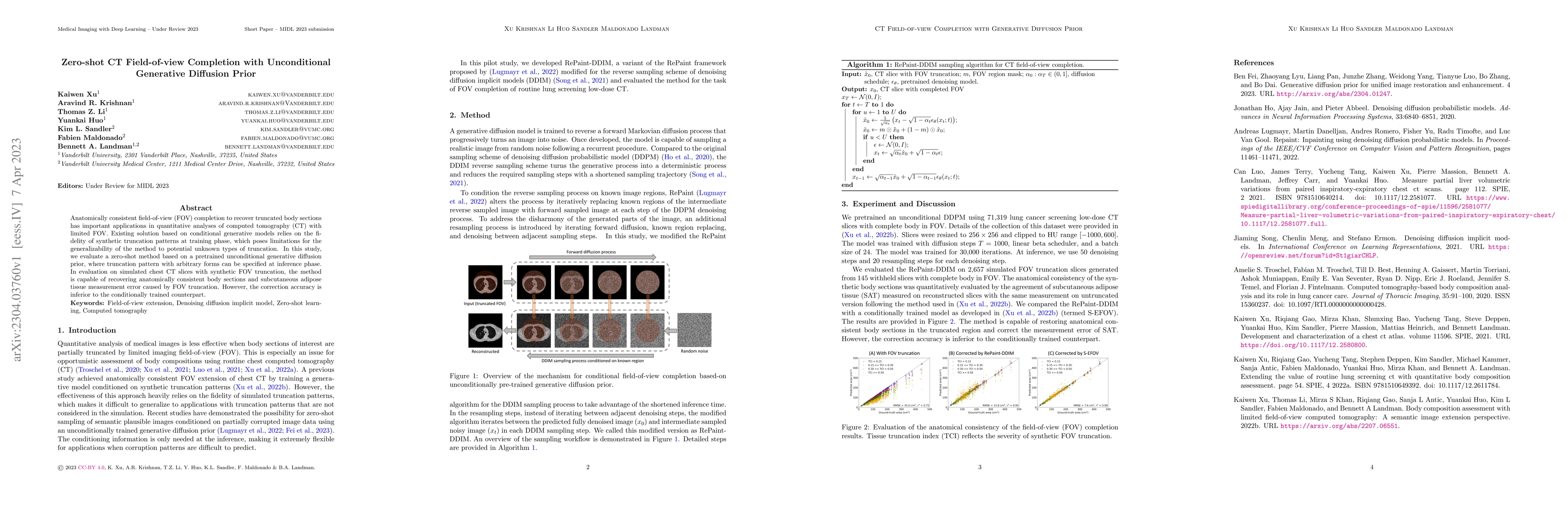 Thumbnail for Zero-shot CT Field-of-view Completion with Unconditional Generative
  Diffusion Prior