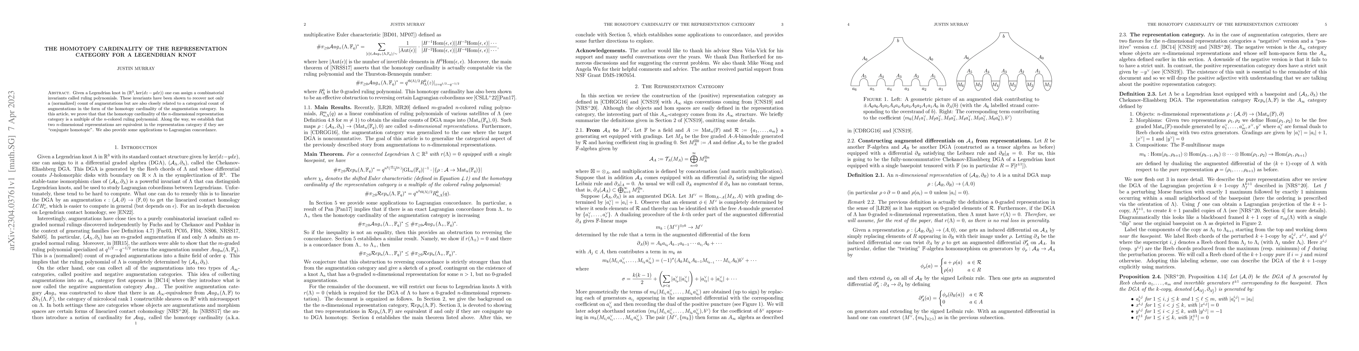Thumbnail for The homotopy cardinality of the representation category for a Legendrian
  knot