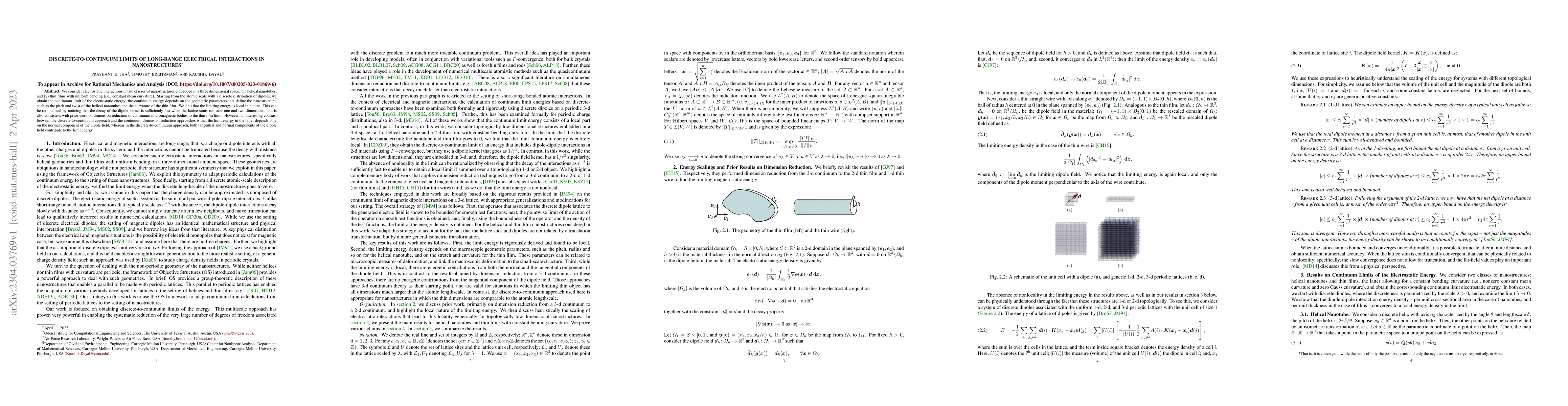 Thumbnail for Discrete-to-Continuum Limits of Long-Range Electrical Interactions in
  Nanostructures