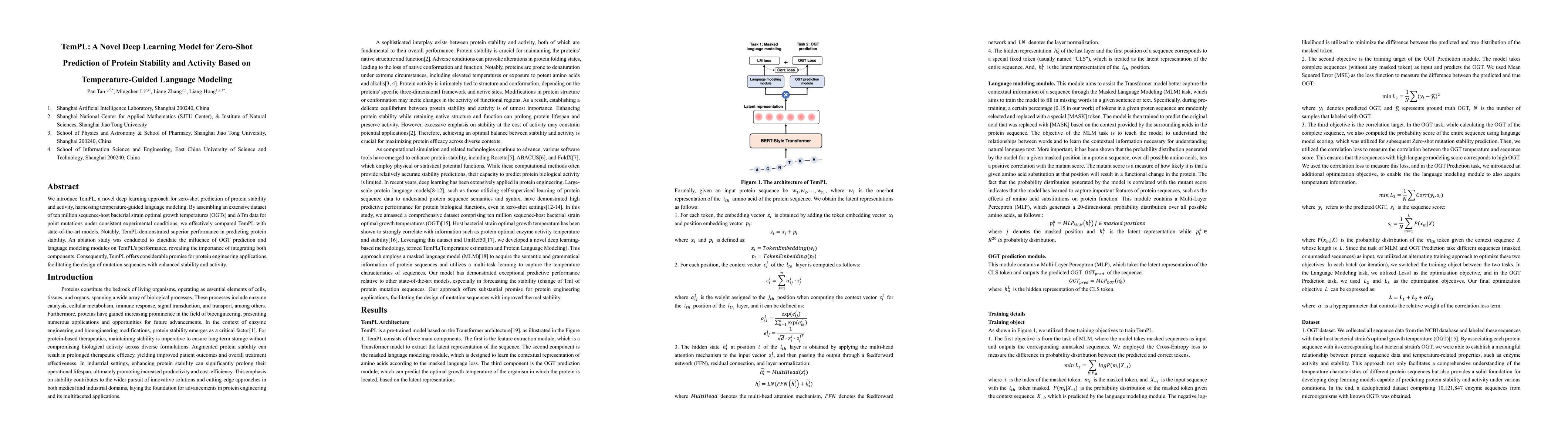 Thumbnail for TemPL: A Novel Deep Learning Model for Zero-Shot Prediction of Protein
  Stability and Activity Based on Temperature-Guided Language Modeling