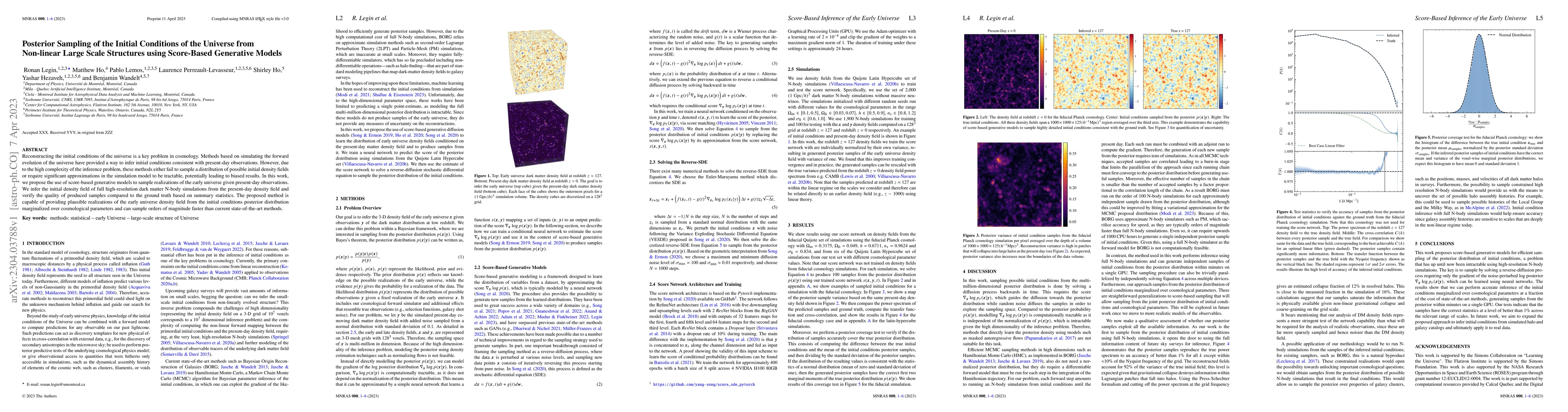 Thumbnail for Posterior Sampling of the Initial Conditions of the Universe from
  Non-linear Large Scale Structures using Score-Based Generative Models