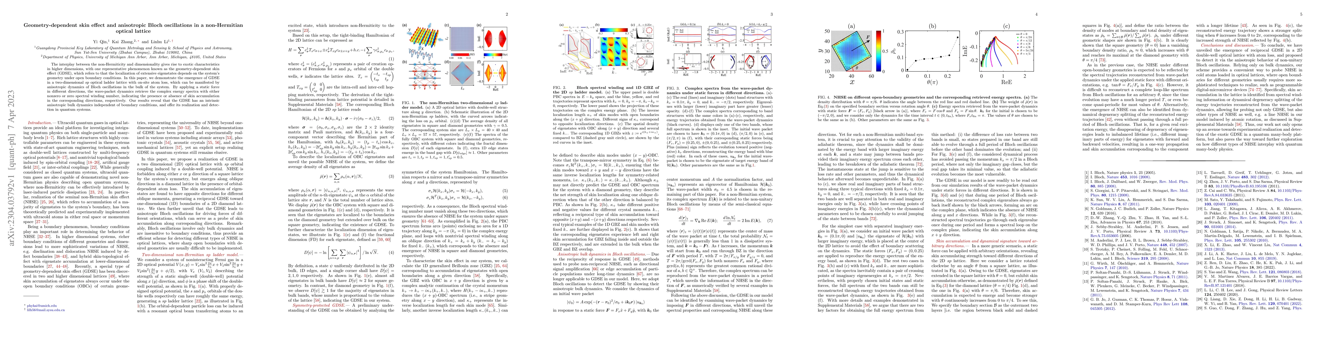 Thumbnail for Geometry-dependent skin effect and anisotropic Bloch oscillations in a
  non-Hermitian optical lattice