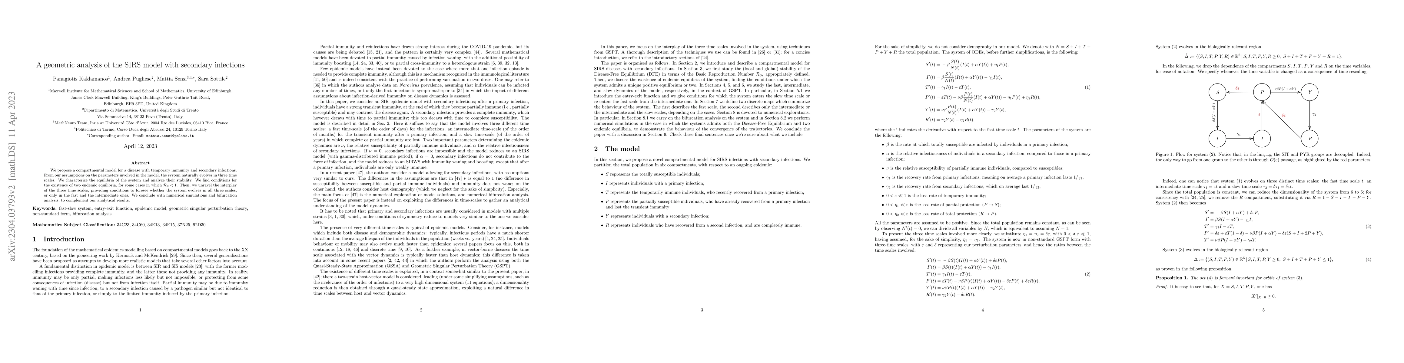 Thumbnail for A geometric analysis of the SIRS model with secondary infections