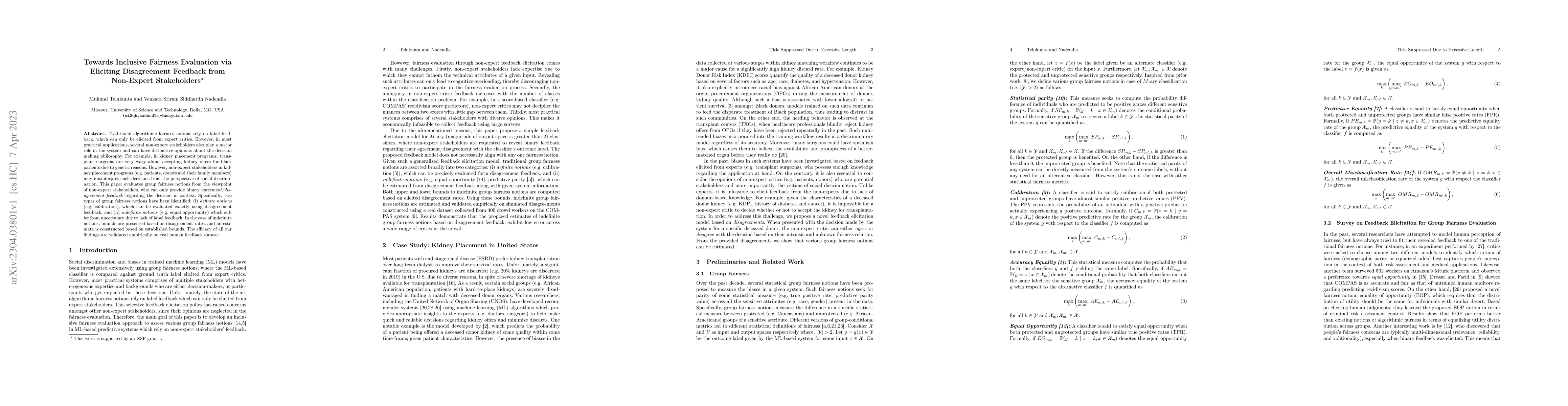 Thumbnail for Towards Inclusive Fairness Evaluation via Eliciting Disagreement
  Feedback from Non-Expert Stakeholders