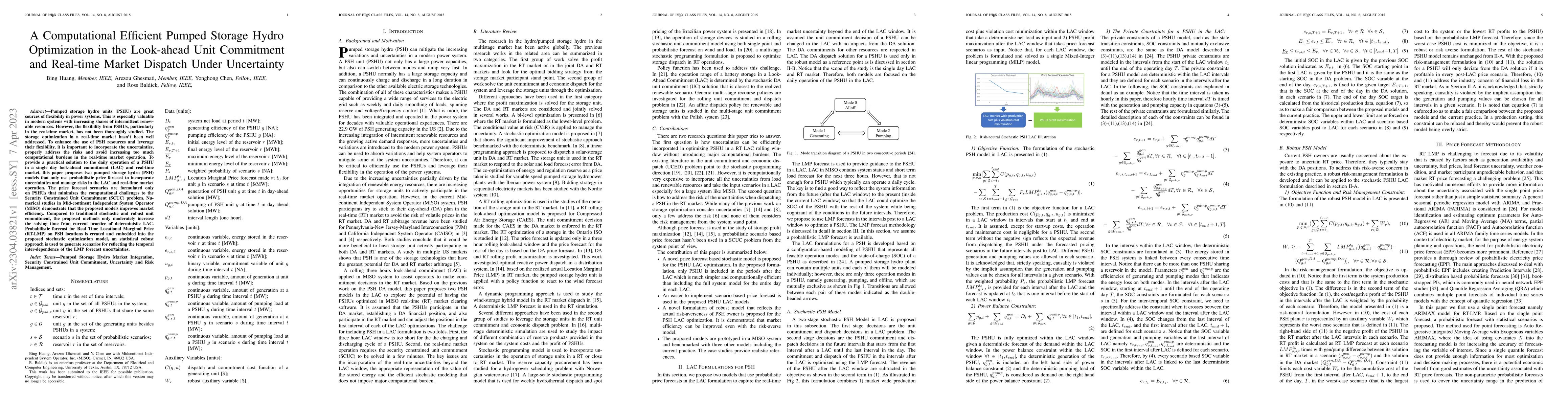 Thumbnail for A Computational Efficient Pumped Storage Hydro Optimization in the
  Look-ahead Unit Commitment and Real-time Market Dispatch Under Uncertainty