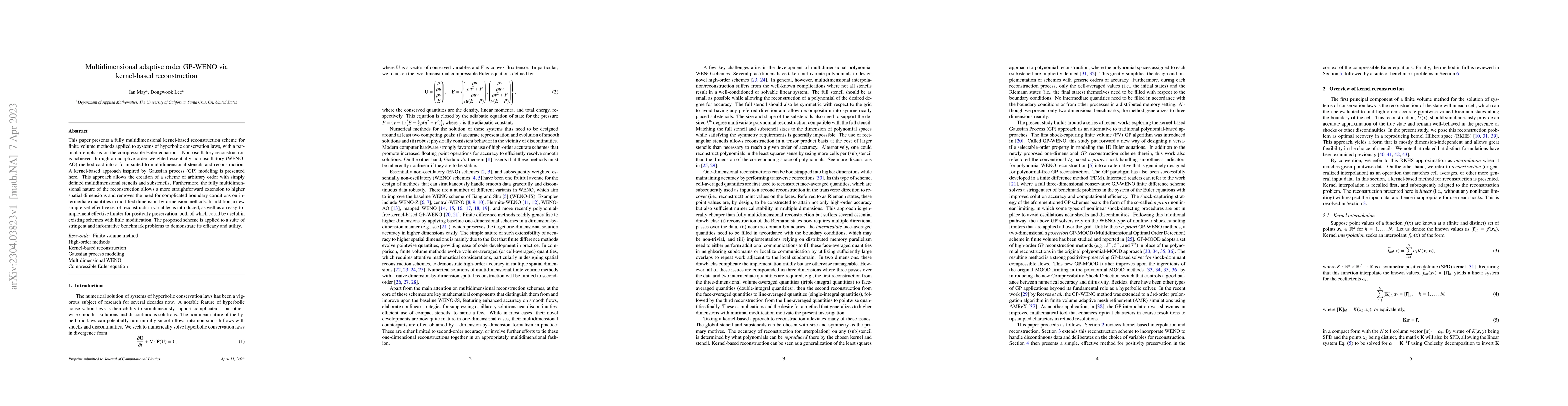 Thumbnail for Multidimensional adaptive order GP-WENO via kernel-based reconstruction