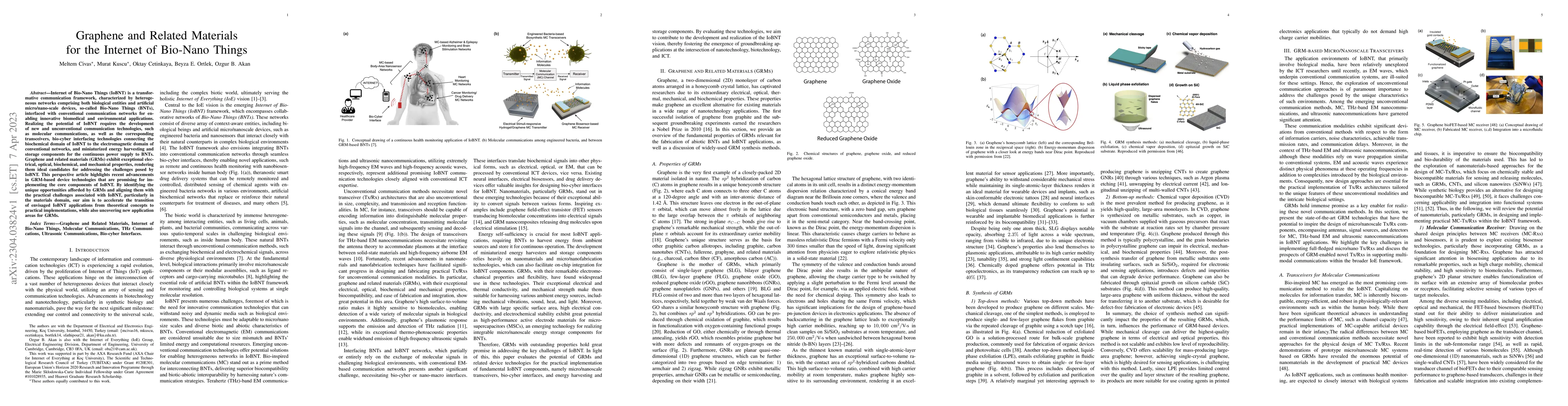 Thumbnail for Graphene and Related Materials for the Internet of Bio-Nano Things