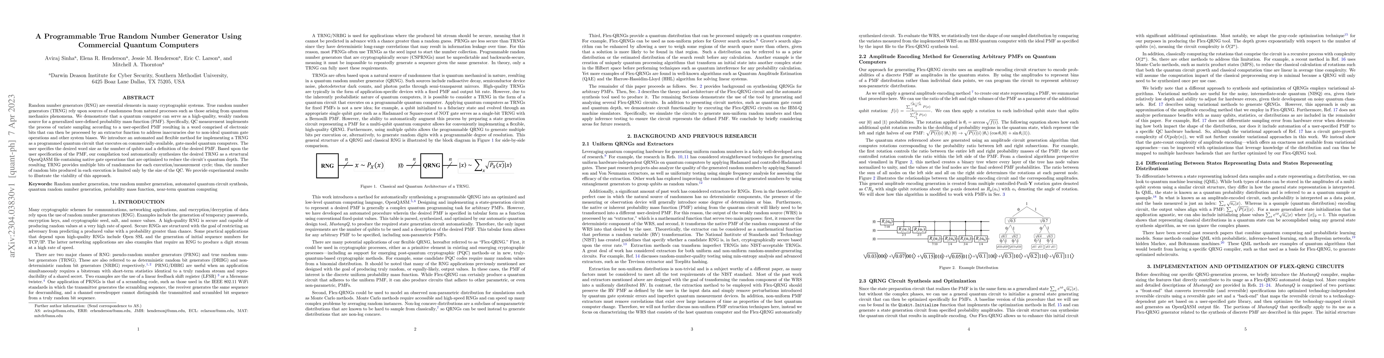 Thumbnail for A Programmable True Random Number Generator Using Commercial Quantum
  Computers