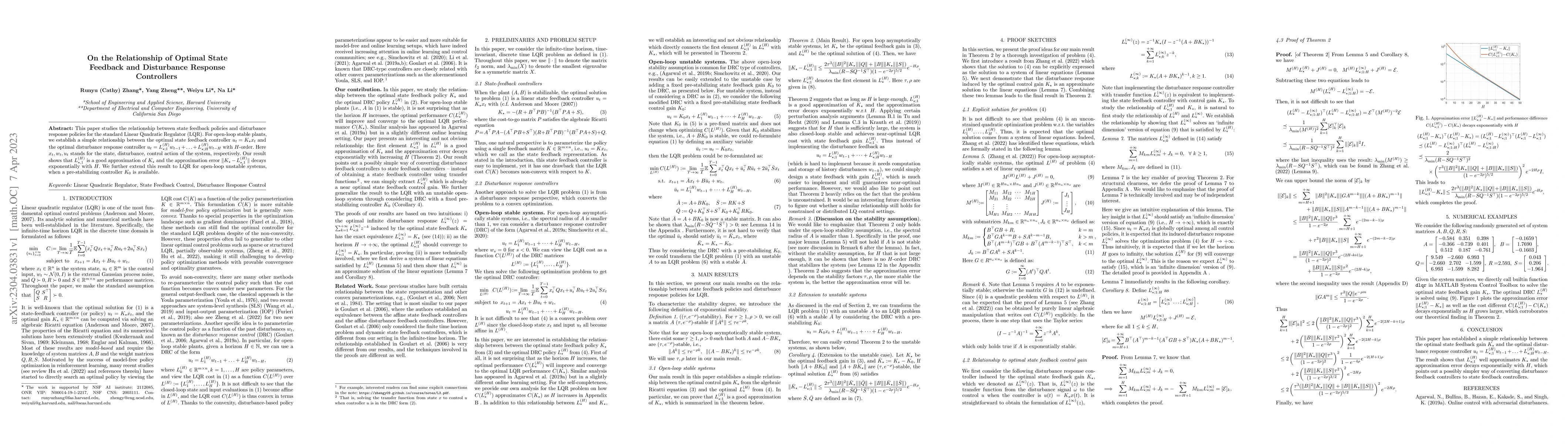 Thumbnail for On the Relationship of Optimal State Feedback and Disturbance Response
  Controllers