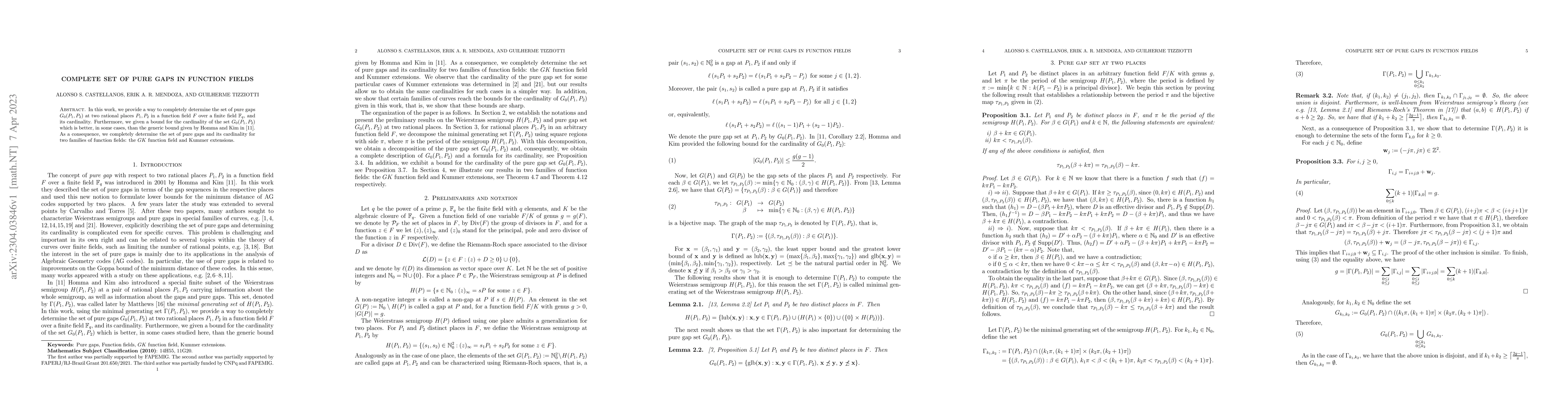 Thumbnail for Complete set of Pure Gaps in Function Fields
