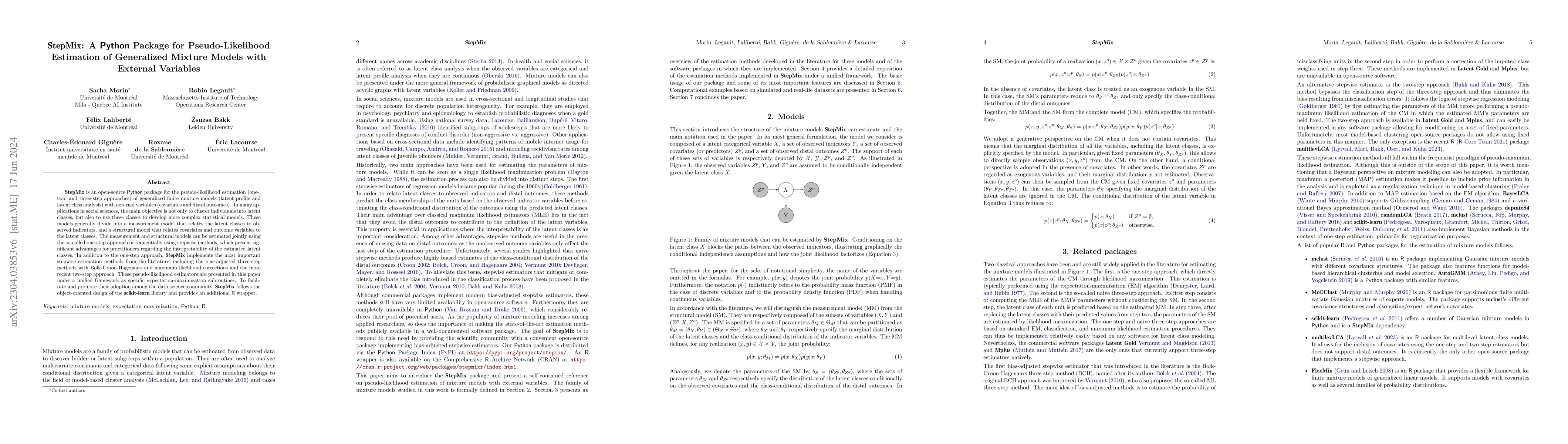 Thumbnail for StepMix: A Python Package for Pseudo-Likelihood Estimation of
  Generalized Mixture Models with External Variables
