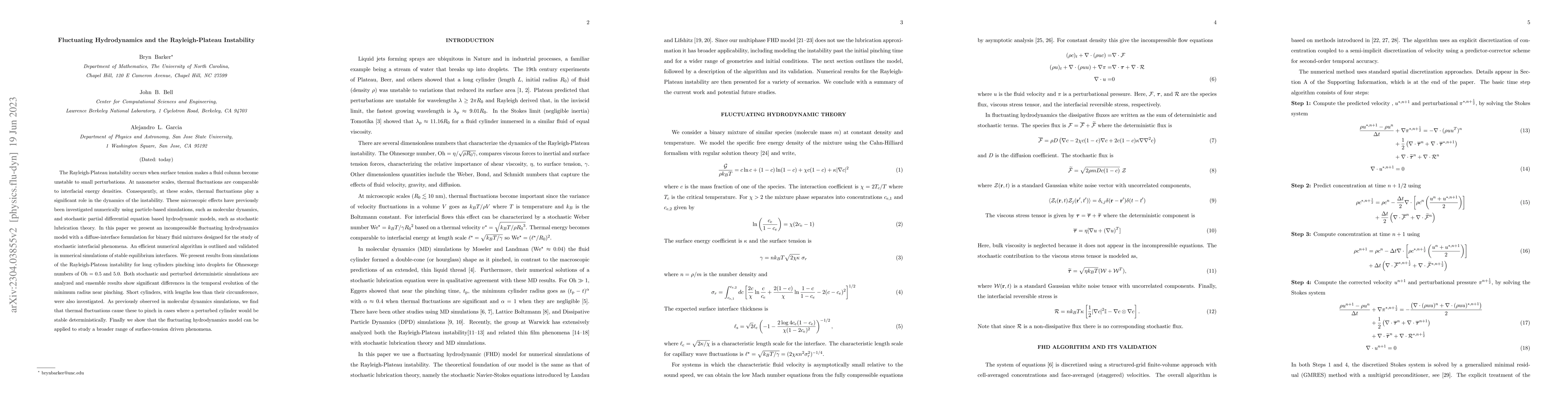Thumbnail for Fluctuating Hydrodynamics and the Rayleigh-Plateau Instability