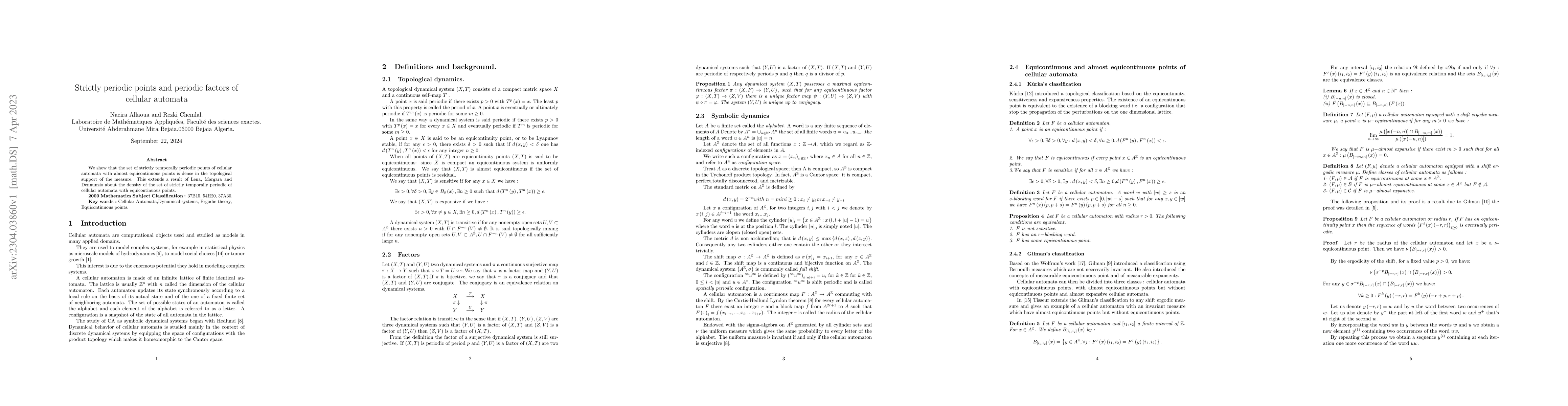 Thumbnail for Strictly periodic points and periodic factors of cellular automata