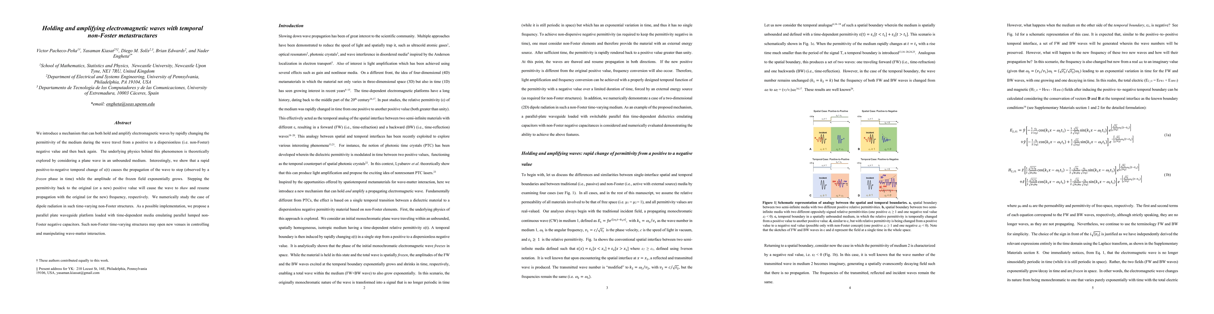 Thumbnail for Holding and amplifying electromagnetic waves with temporal non-Foster
  metastructures