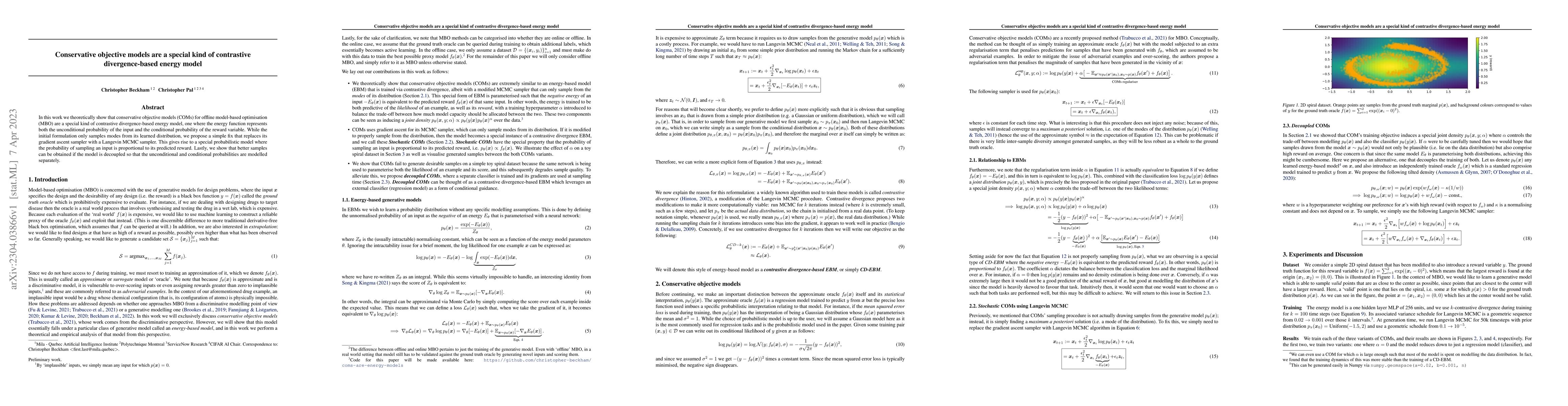 Thumbnail for Conservative objective models are a special kind of contrastive
  divergence-based energy model