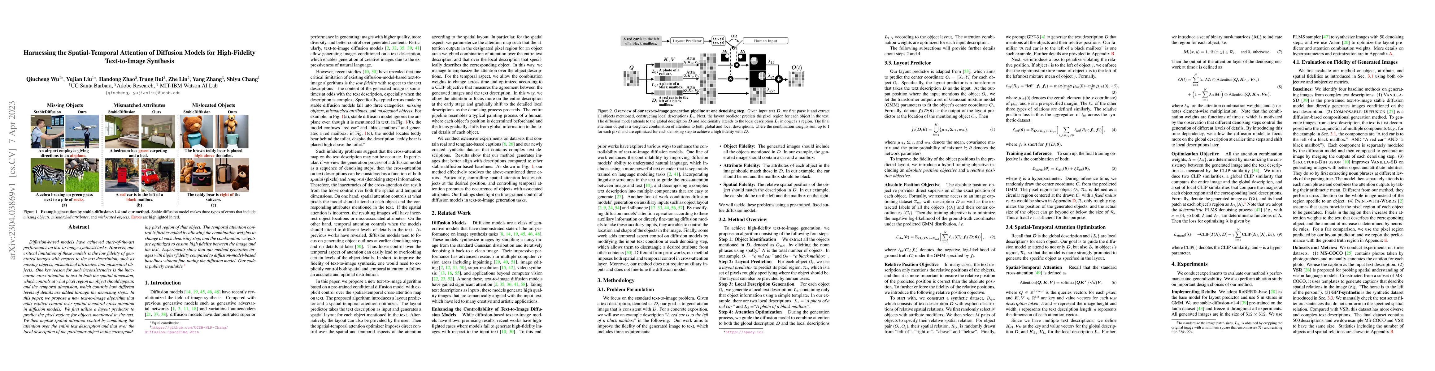 Thumbnail for Harnessing the Spatial-Temporal Attention of Diffusion Models for
  High-Fidelity Text-to-Image Synthesis