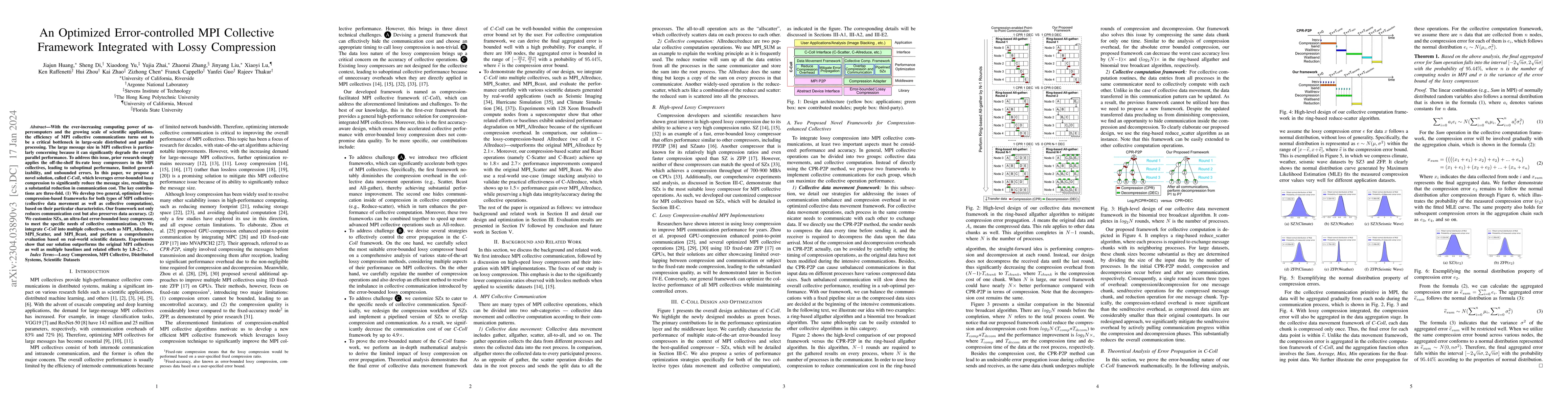 Thumbnail for An Optimized Error-controlled MPI Collective Framework Integrated with
  Lossy Compression