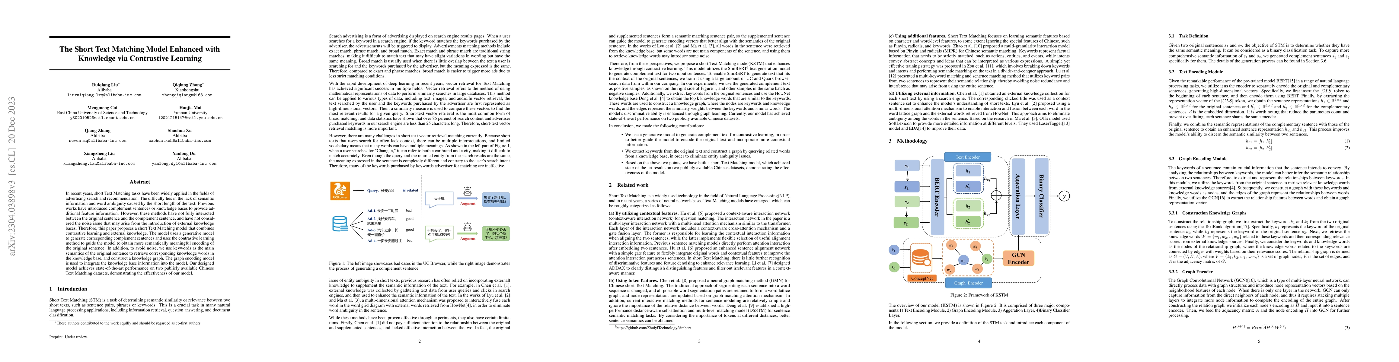 Thumbnail for The Short Text Matching Model Enhanced with Knowledge via Contrastive
  Learning