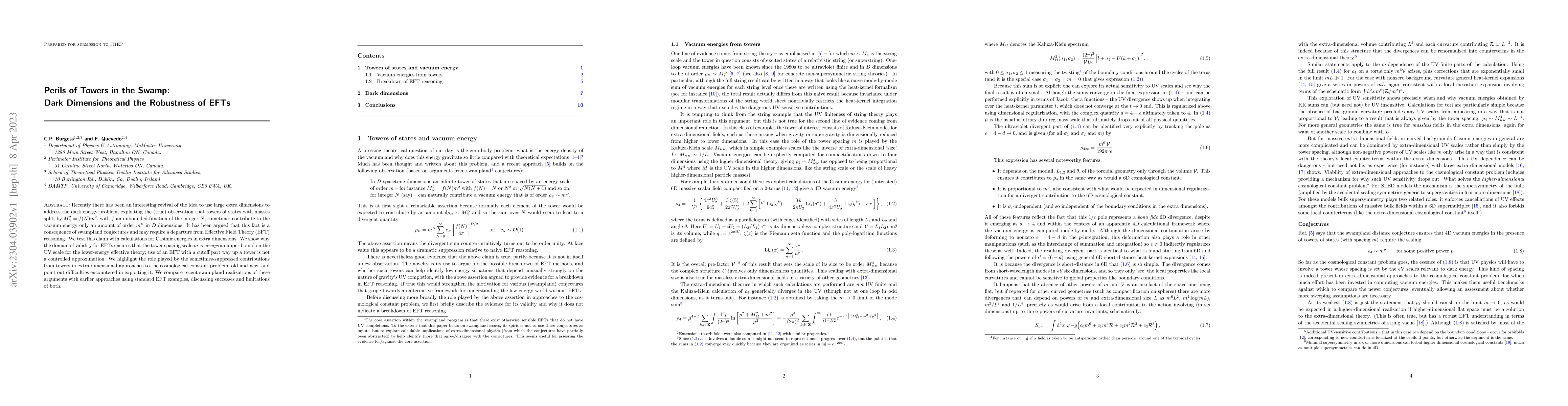 Thumbnail for Perils of Towers in the Swamp: Dark Dimensions and the Robustness of
  Effective Field Theories