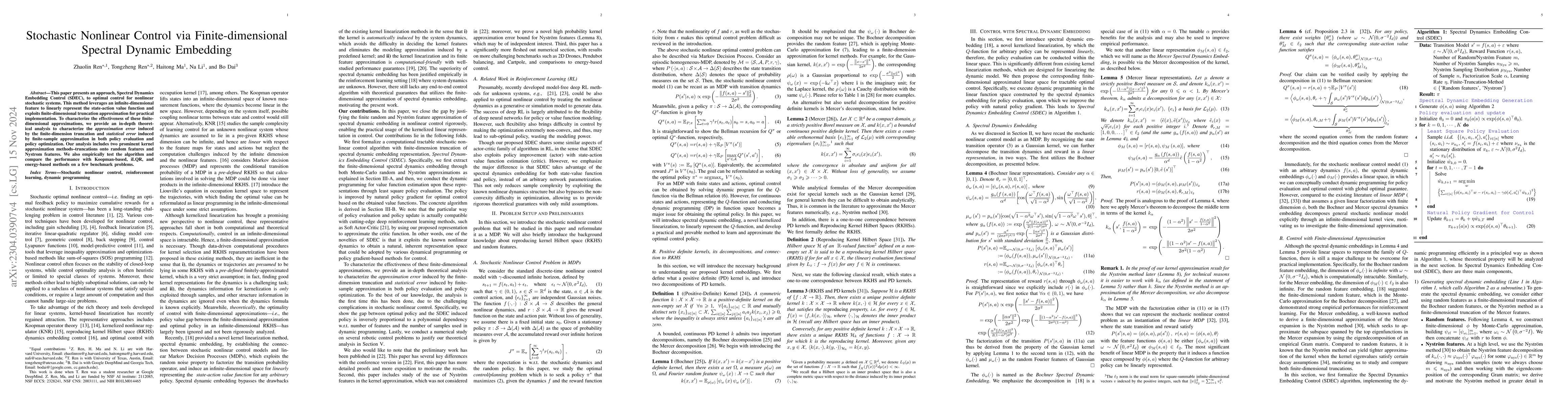 Thumbnail for Stochastic Nonlinear Control via Finite-dimensional Spectral Dynamic
  Embedding