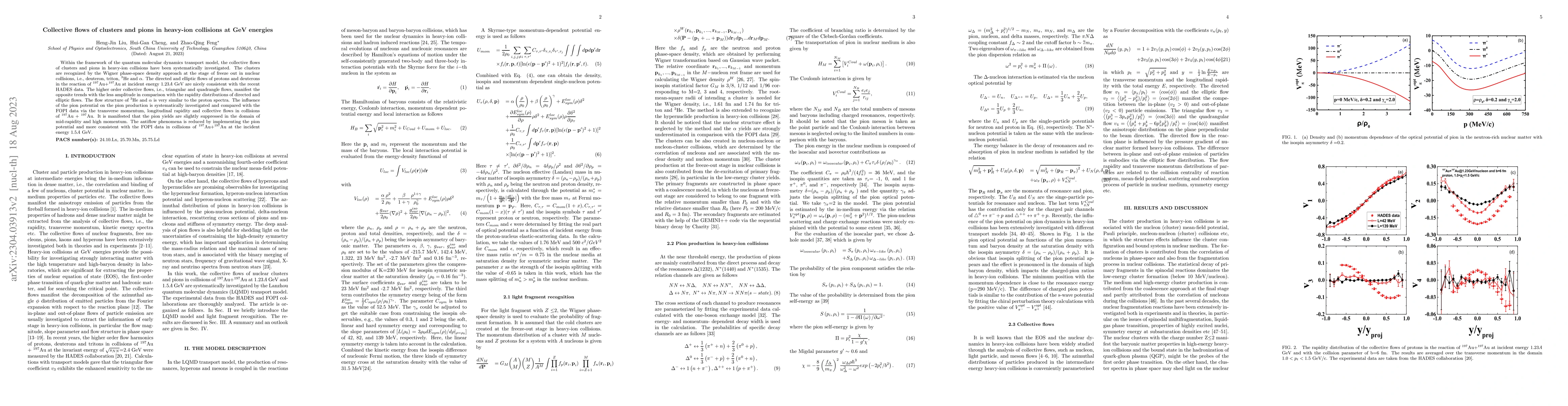 Thumbnail for Collective flows of clusters and pions in heavy-ion collisions at GeV
  energies