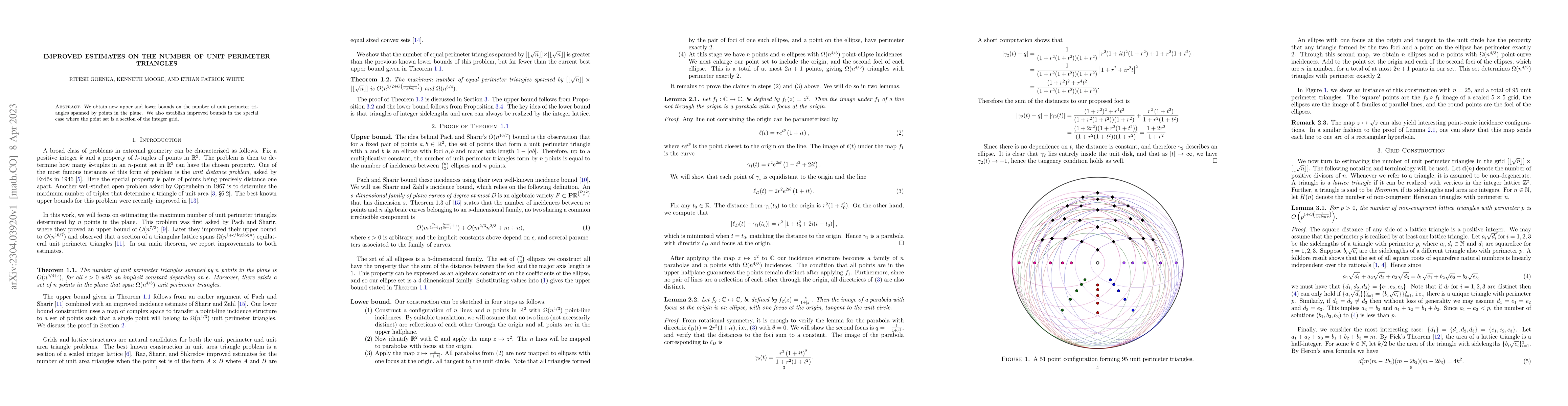 Thumbnail for Improved estimates on the number of unit perimeter triangles