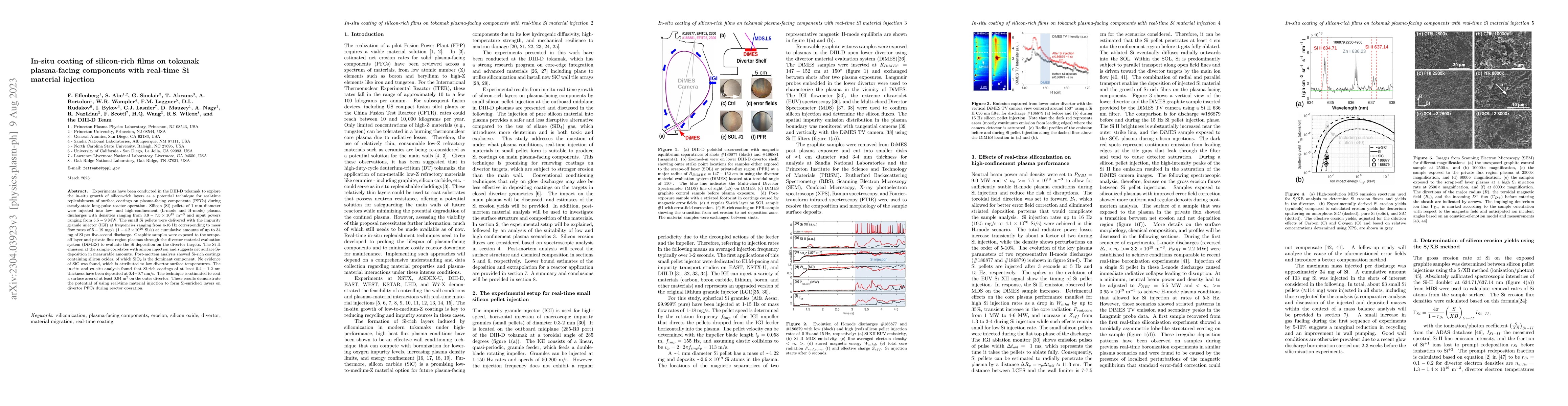Thumbnail for In-situ coating of silicon-rich films on tokamak plasma-facing
  components with real-time Si material injection