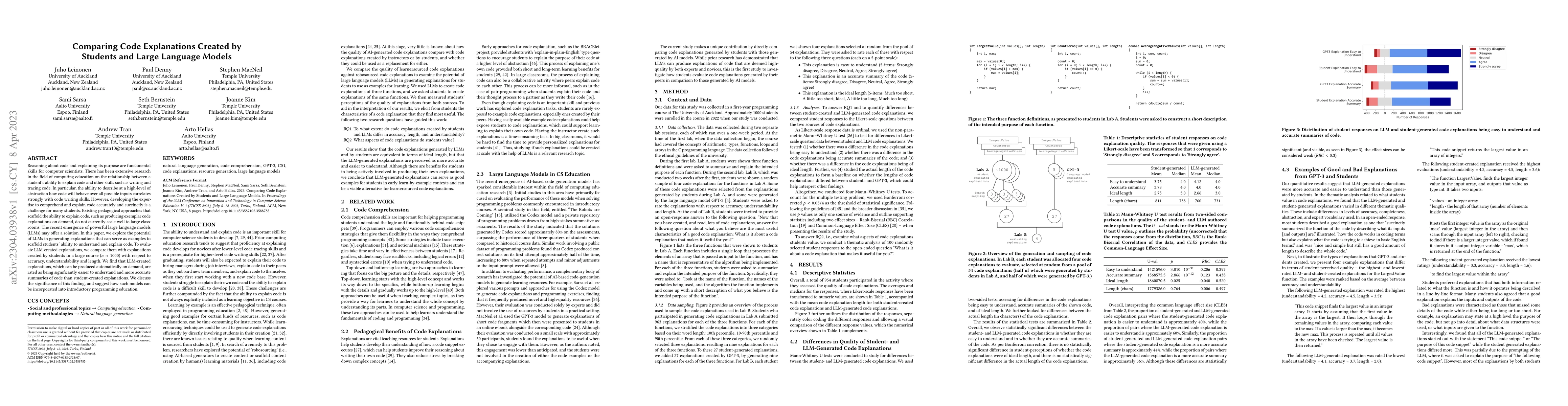 Thumbnail for Comparing Code Explanations Created by Students and Large Language
  Models