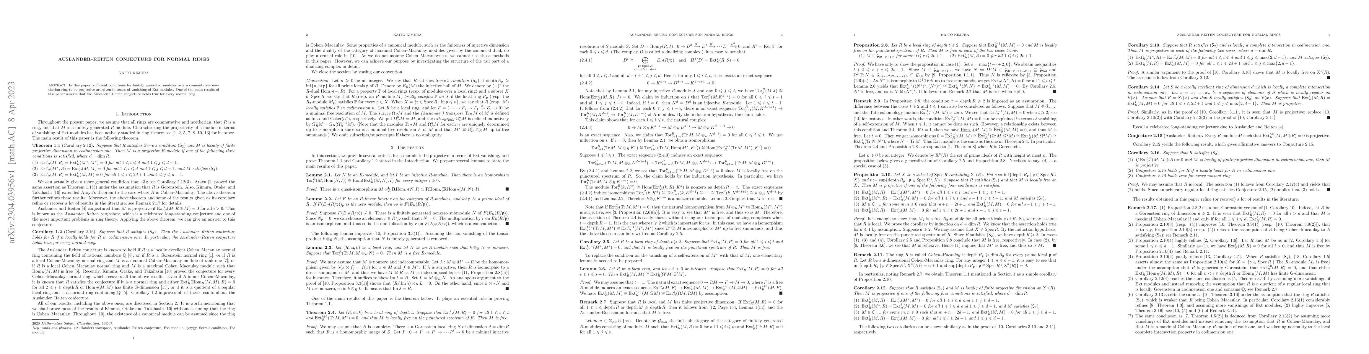 Thumbnail for Auslander--Reiten conjecture for normal rings