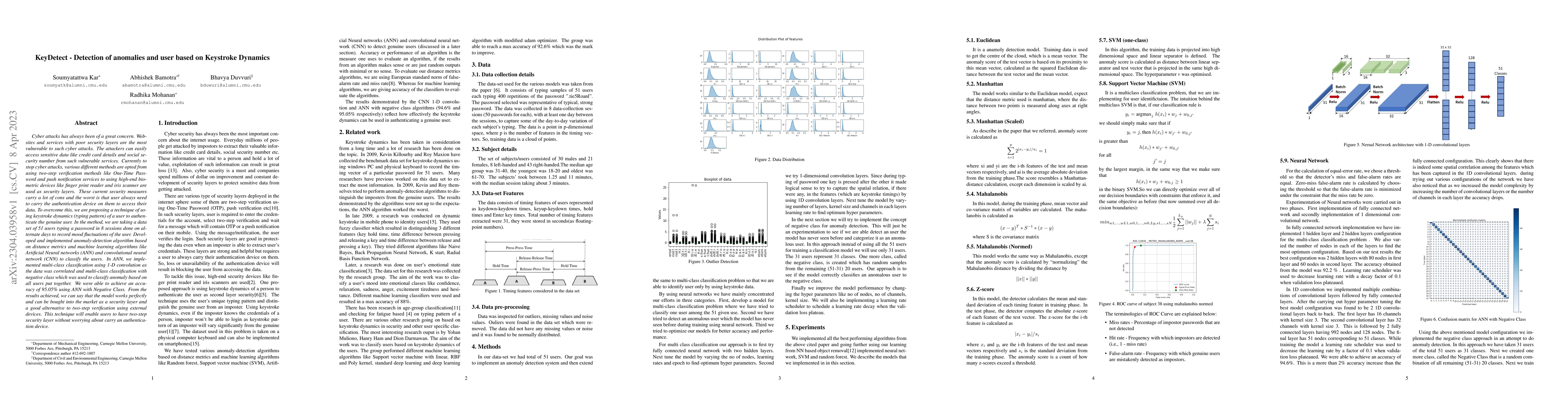 Thumbnail for KeyDetect --Detection of anomalies and user based on Keystroke Dynamics